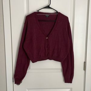 Maroon Cropped Cardigan